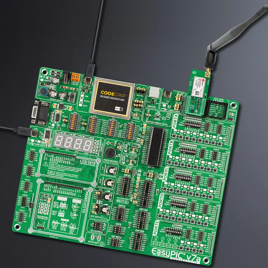 EasyPIC v7a Access MB 1 - upright/background hardware assembly
