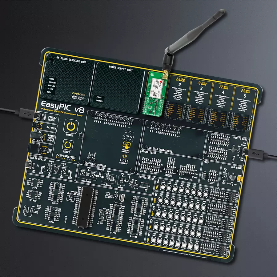 EasyPIC v8 Access DIPMB 1 - upright/background hardware assembly