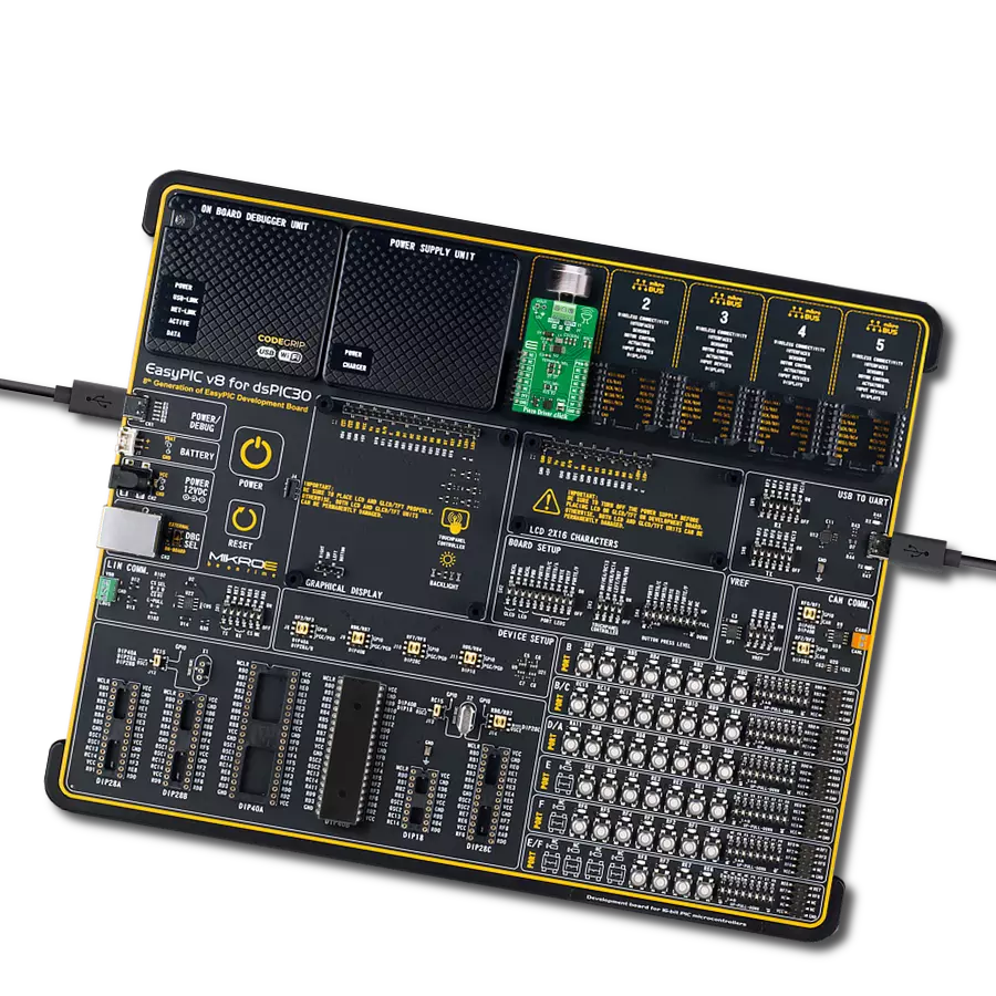 Piezo Driver Click with EasyPIC v8 for dsPIC30