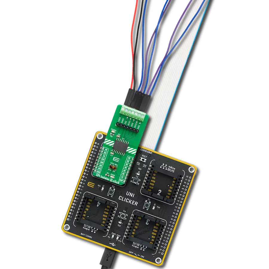 SPI Isolator 5 Click with UNI Clicker