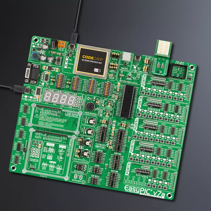 EasyPIC v7a Access MB 1 - upright/background hardware assembly