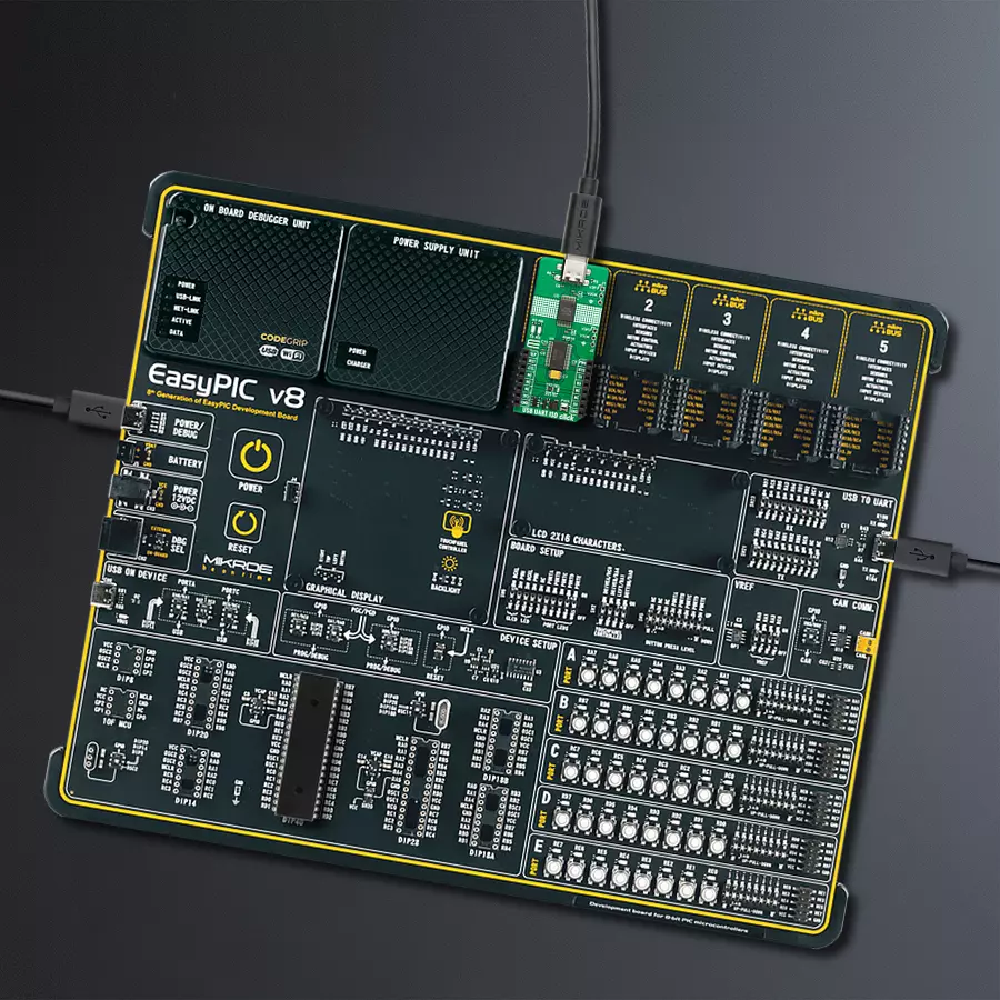 EasyPIC v8 Access DIPMB 1 - upright/background hardware assembly