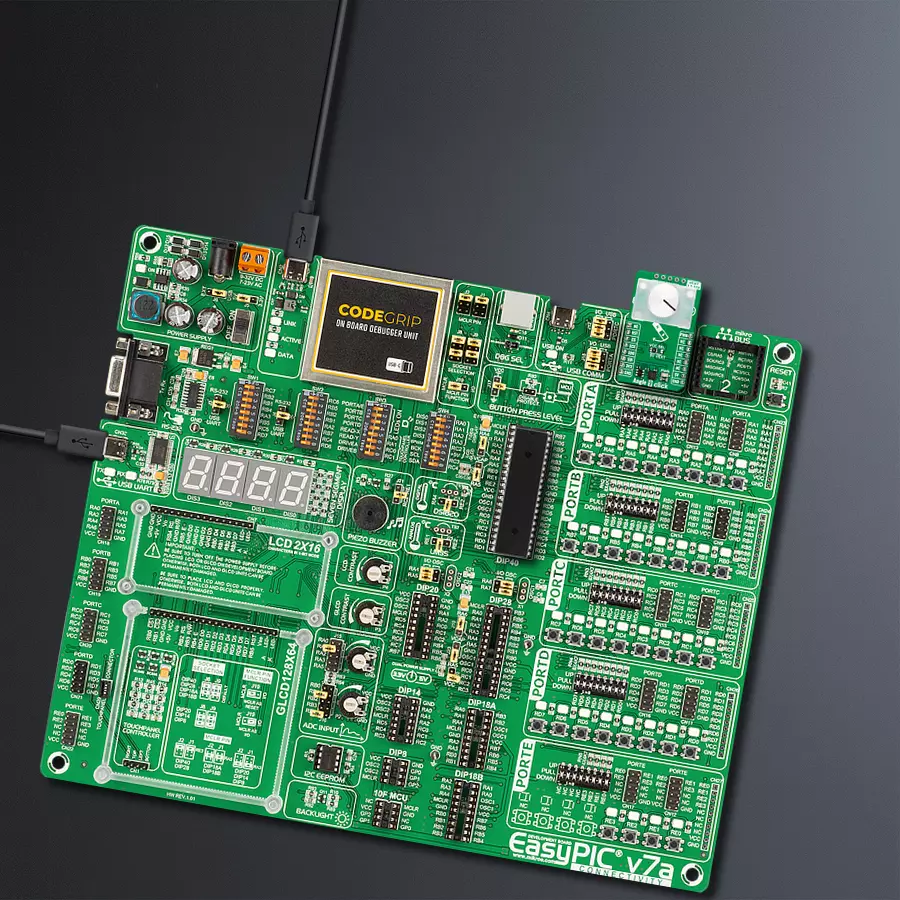EasyPIC v7a Access MB 1 - upright/background hardware assembly