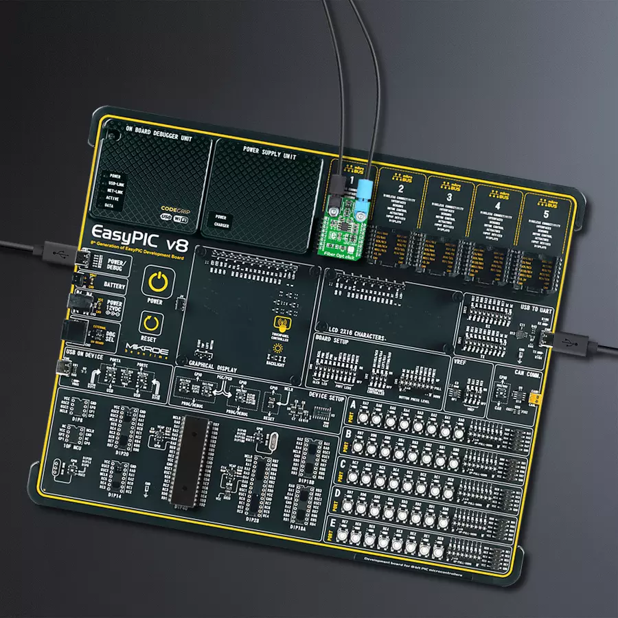 EasyPIC v8 Access DIPMB 1 - upright/background hardware assembly