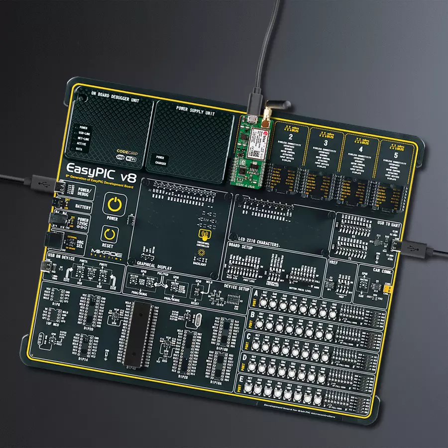 EasyPIC v8 Access DIPMB 1 - upright/background hardware assembly