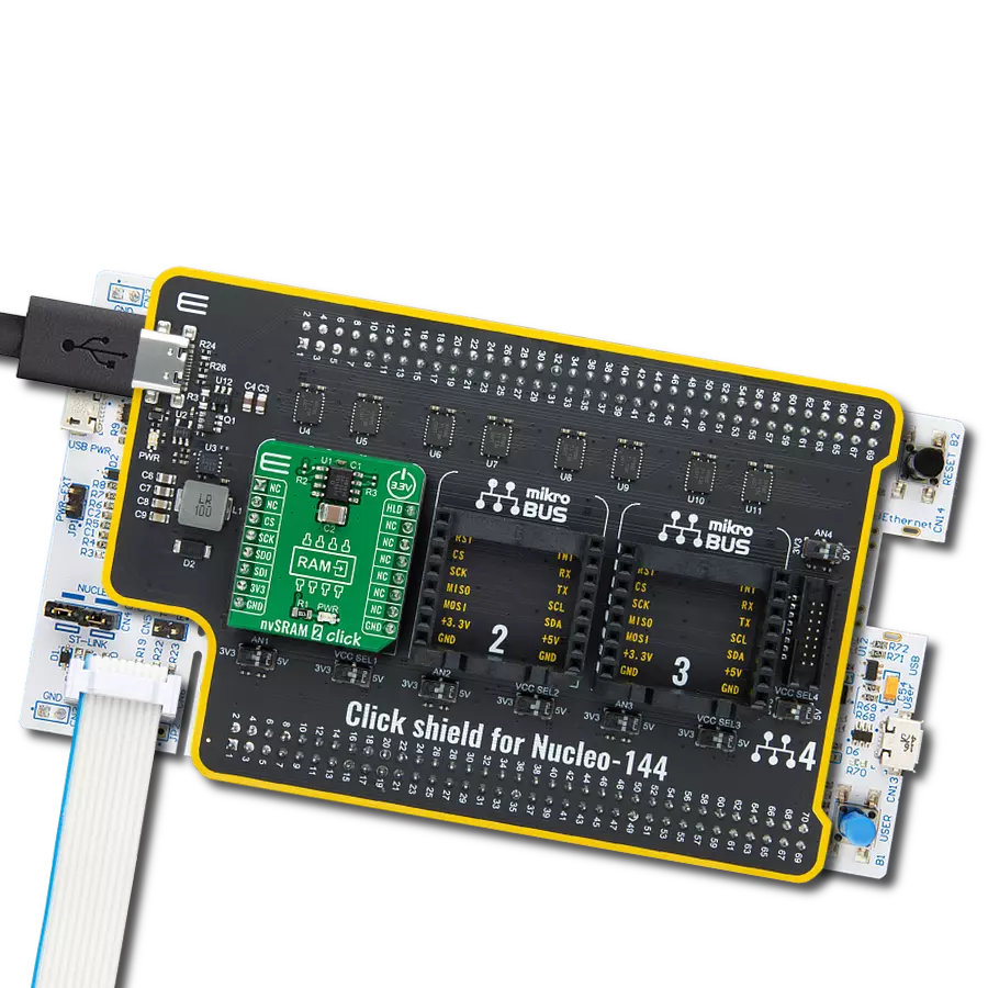nvSRAM 2 Click with Nucleo 144 with STM32F303ZE MCU