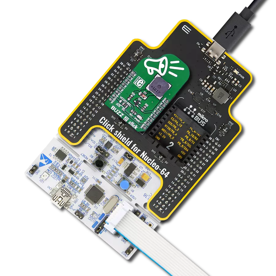 BUZZ 2 Click with Nucleo 64 with STM32F072RB MCU