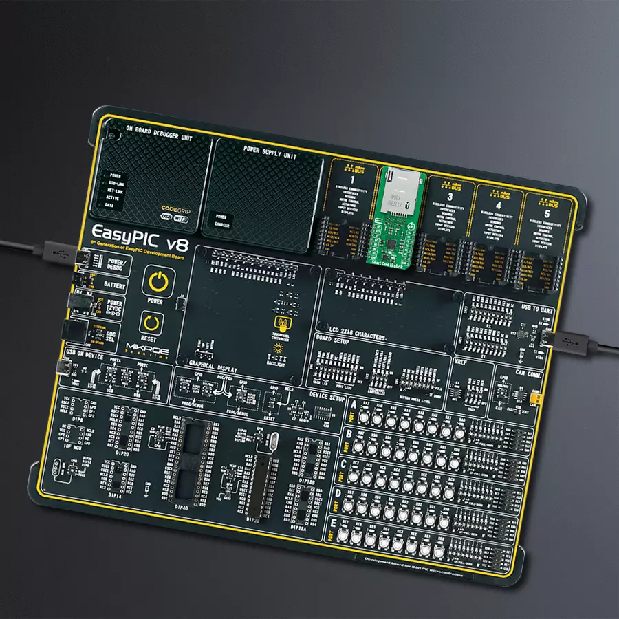 EasyPIC v8 Access DIPMB 1 - upright/background hardware assembly