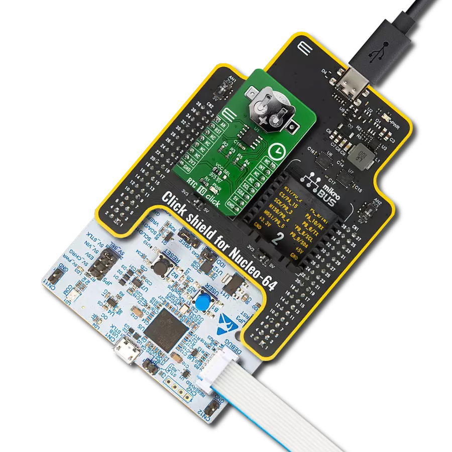 RTC 10 Click with Nucleo 64 with STM32G491RE MCU