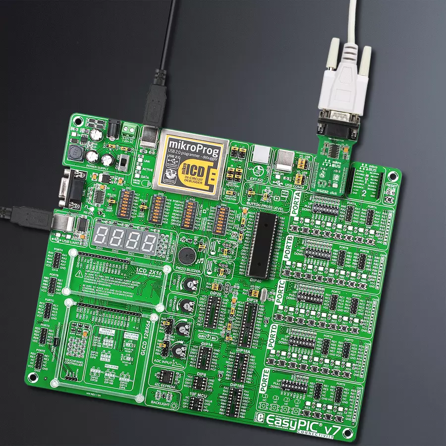 EasyPIC v7 Access MB 1 - upright/background hardware assembly