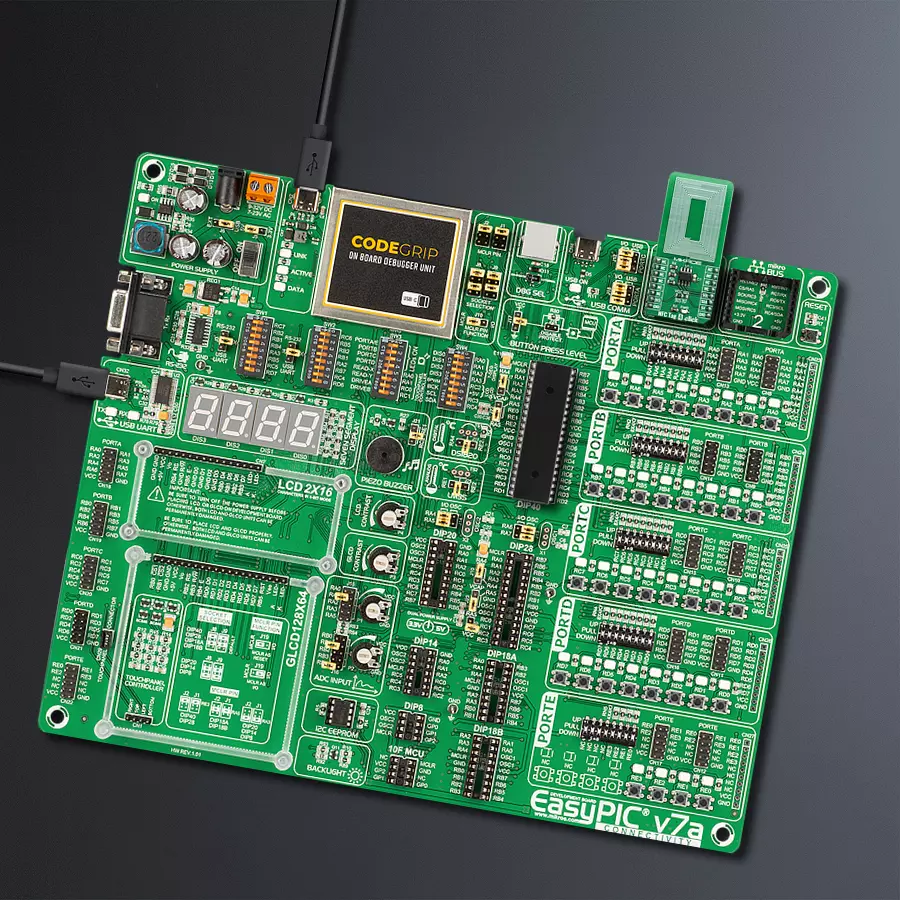 EasyPIC v7a Access MB 1 - upright/background hardware assembly