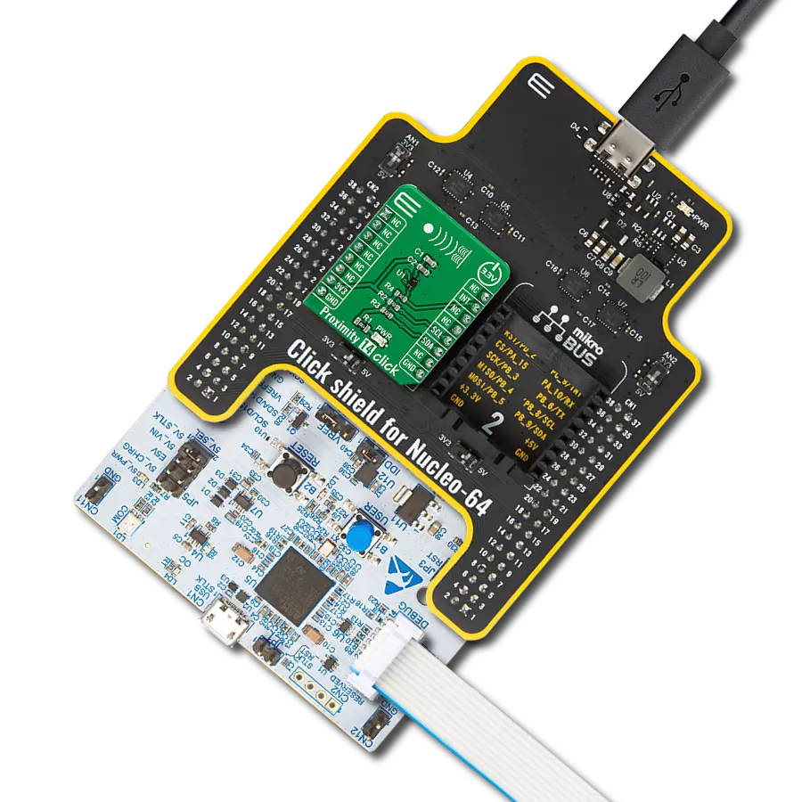 Proximity 14 Click with Nucleo 64 with STM32G431RB MCU
