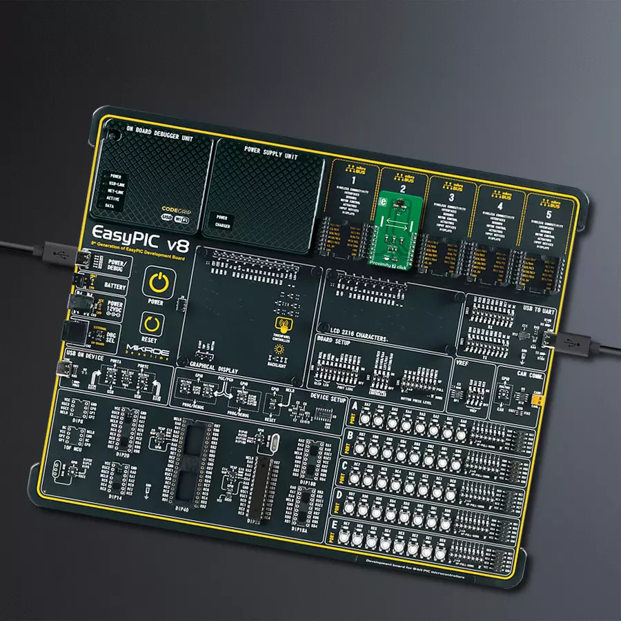 EasyPIC v8 Access DIPMB 1 - upright/background hardware assembly