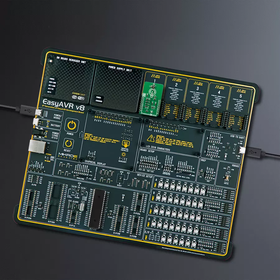 EasyAVR v8 Access DIP MB 1 - upright/background hardware assembly