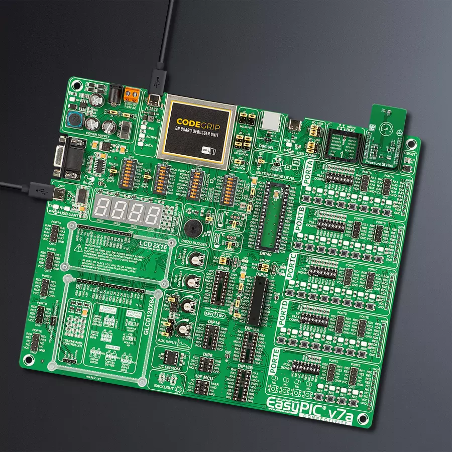EasyPIC v7a Access MB 1 - upright/background hardware assembly