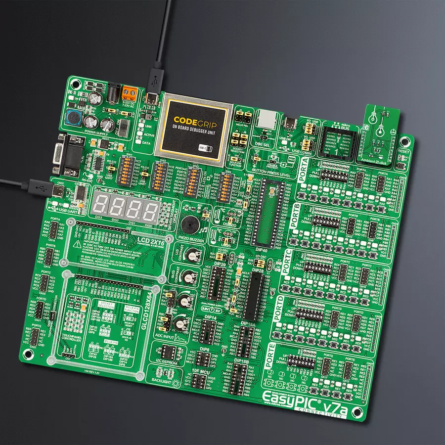 EasyPIC v7a Access MB 1 - upright/background hardware assembly