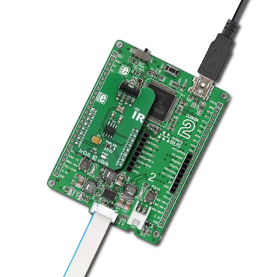 IrDA 3 Click with Clicker 2 for STM32