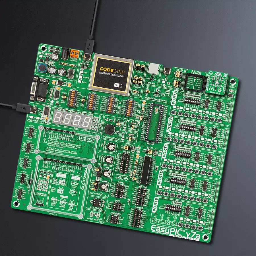 EasyPIC v7a Access MB 1 - upright/background hardware assembly