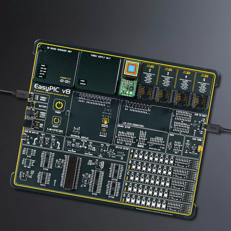 EasyPIC v8 Access DIPMB 1 - upright/background hardware assembly