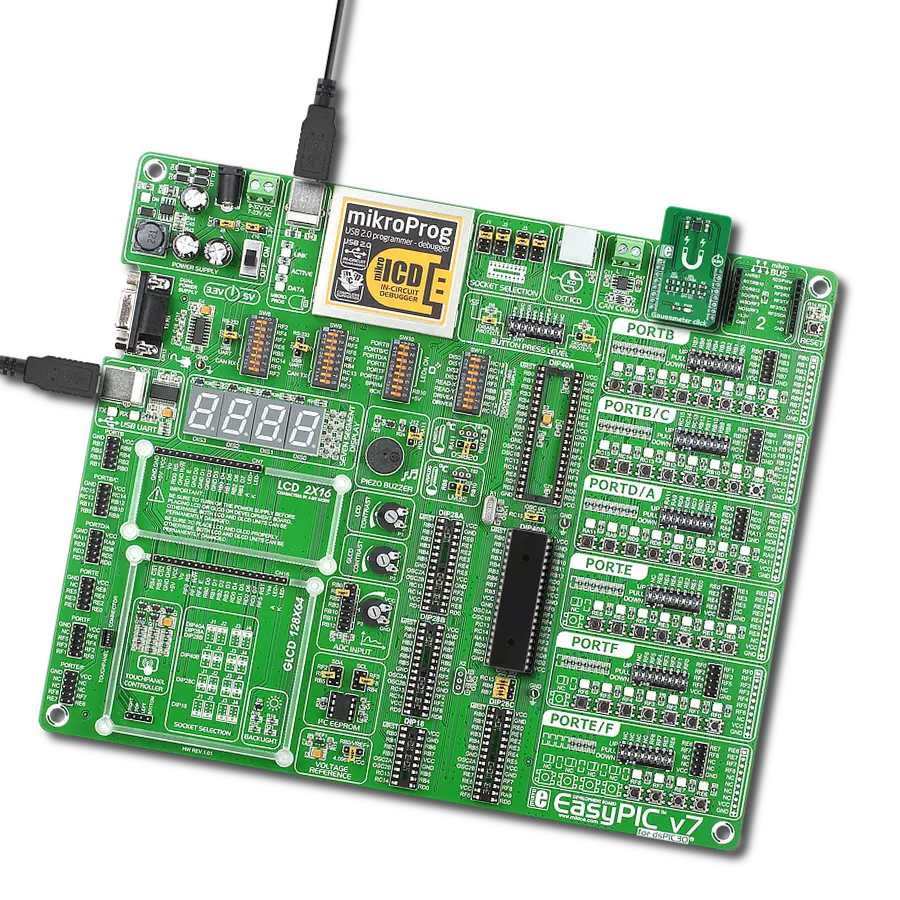 Gaussmeter click with EasyPIC v7 for dsPIC30