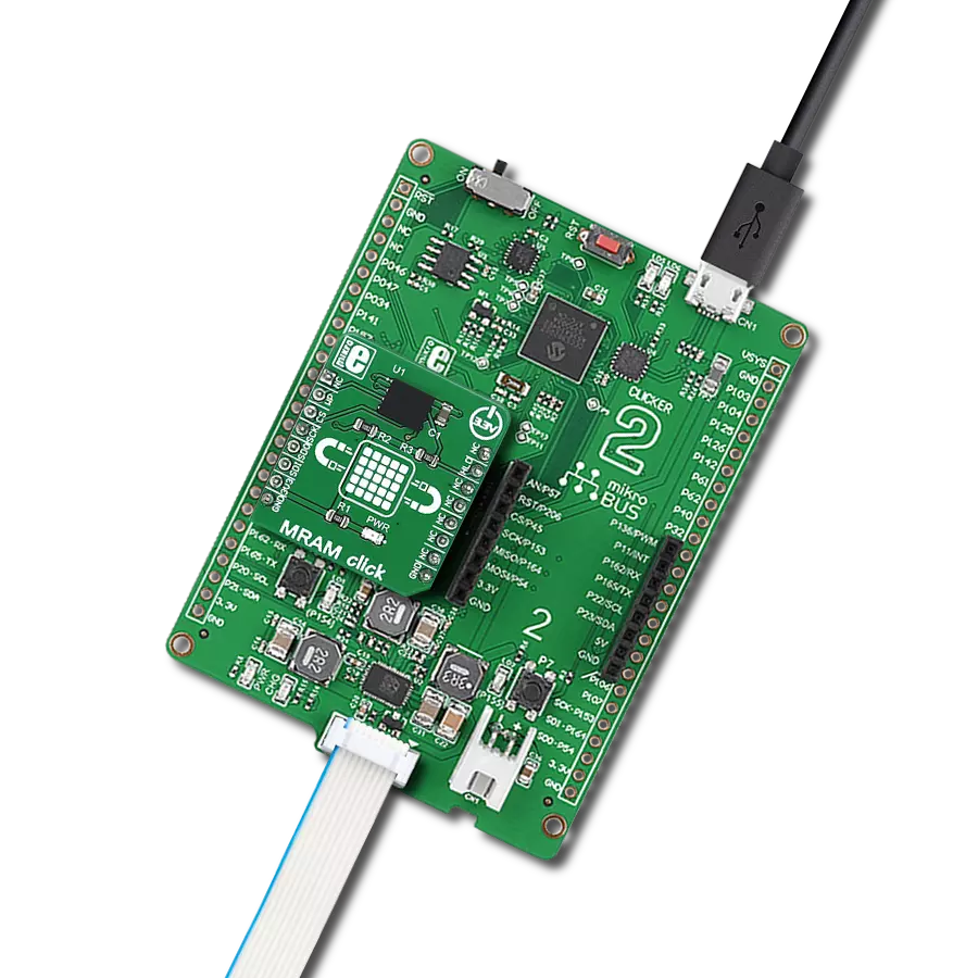MRAM Click with Clicker 2 for dsPIC33