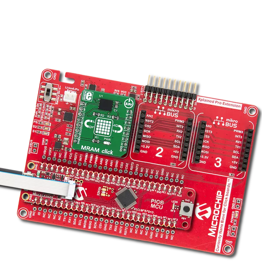 MRAM Click with Curiosity Nano with PIC18F57Q43