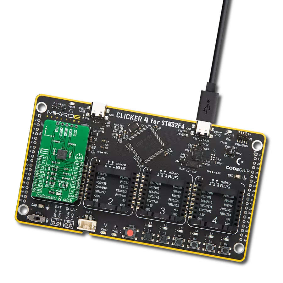 Inclinometer 2 Click with Clicker 4 for STM32F4