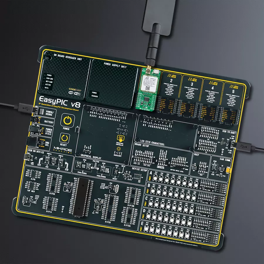 EasyPIC v8 Access DIPMB 1 - upright/background hardware assembly