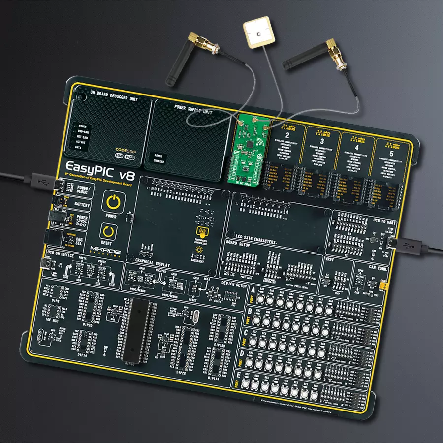 EasyPIC v8 Access DIPMB 1 - upright/background hardware assembly