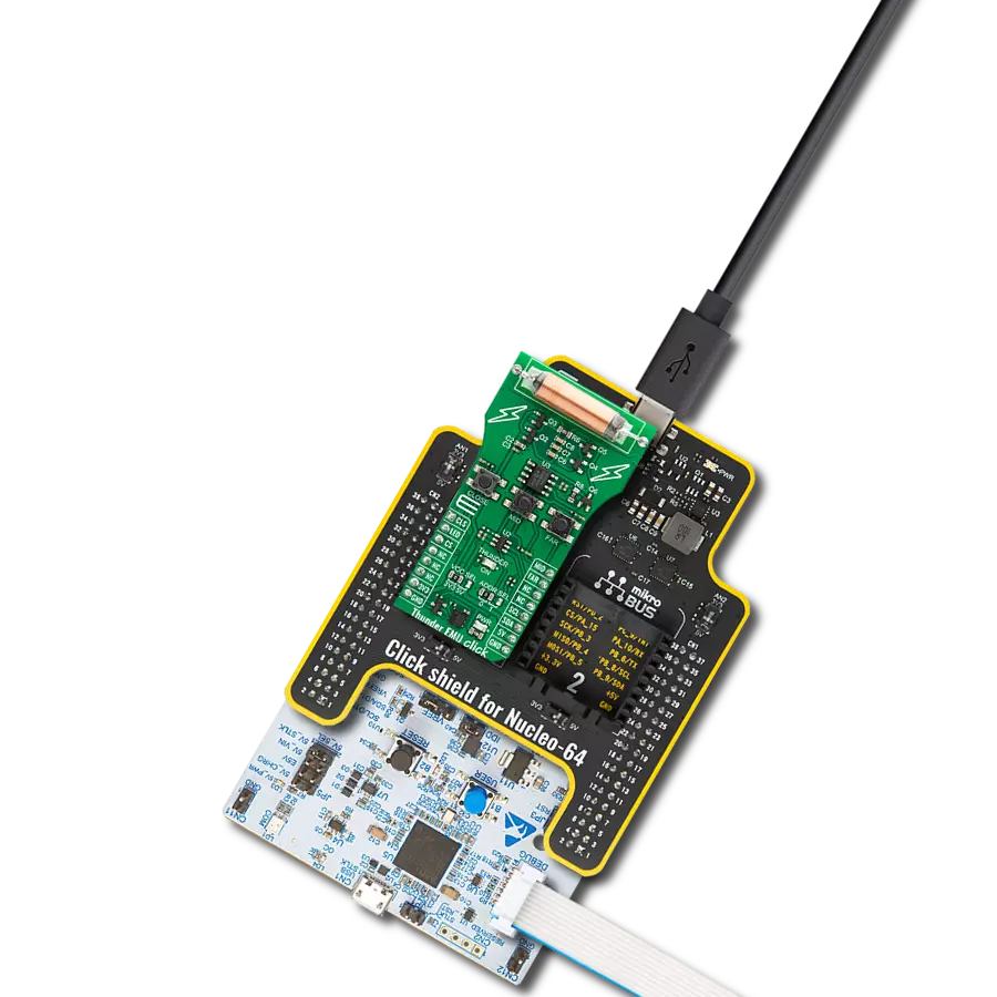 Thunder EMU Click with Nucleo 64 with STM32G474RE MCU