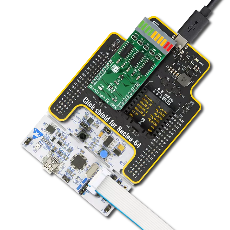 BarGraph 2 Click with Nucleo 64 with STM32G071RB MCU