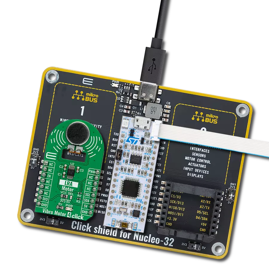Vibro Motor 4 Click with Nucleo 32 with STM32F031K6 MCU