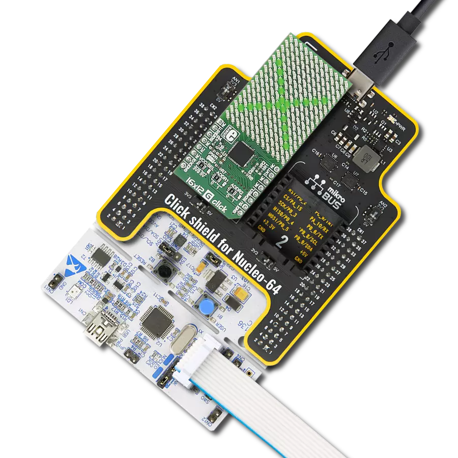 Experience the vast canvas of possibilities with green LED matrix based on IS31FL3733 and STM32G071RB