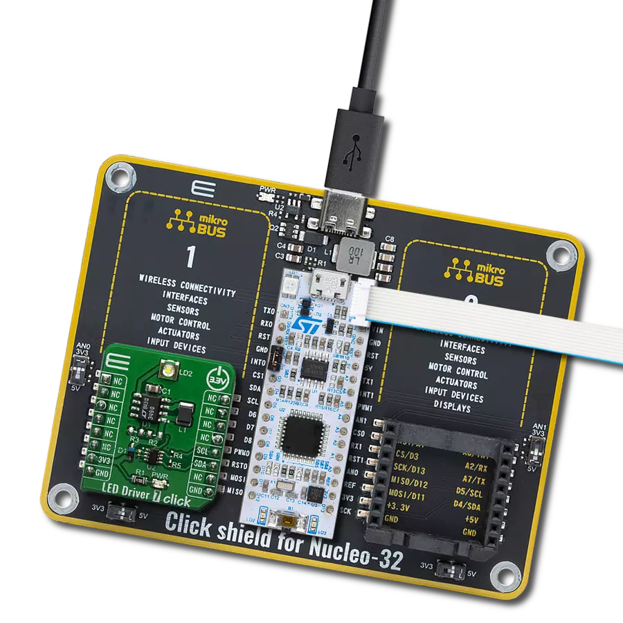 LED Driver 7 click with Nucleo 32 with STM32F031K6 MCU