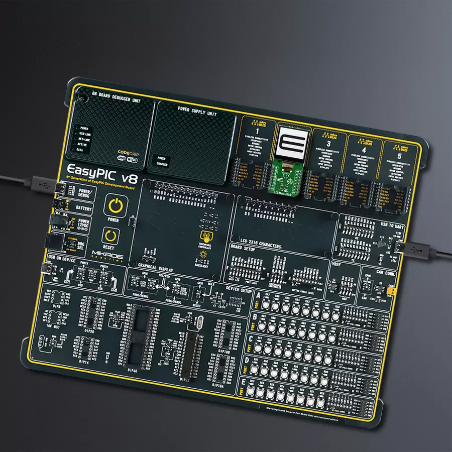 EasyPIC v8 Access DIPMB 1 - upright/background hardware assembly