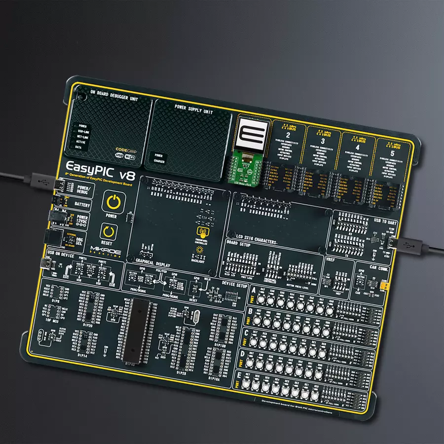 EasyPIC v8 Access DIPMB 1 - upright/background hardware assembly