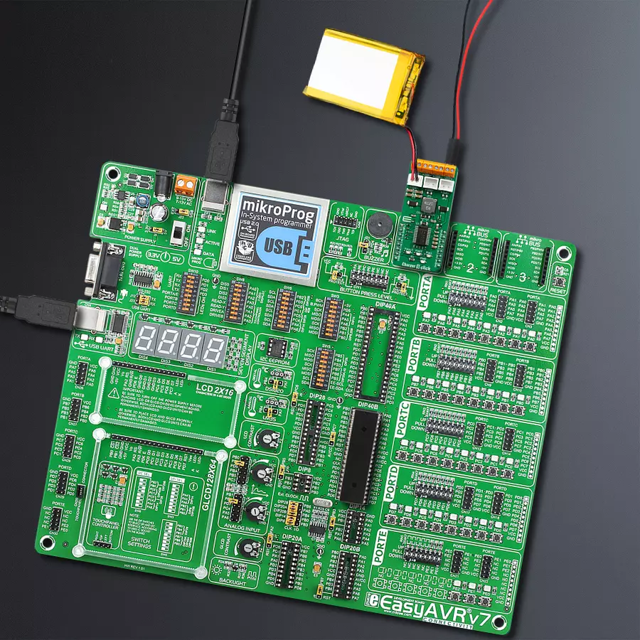 EasyAVR v7 Access DIP MB 1 - upright/background hardware assembly