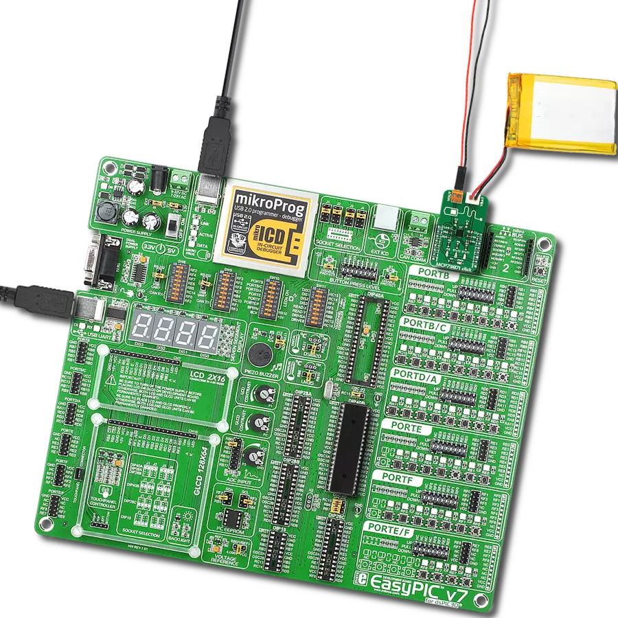 MCP73871 click with EasyPIC v7 for dsPIC30