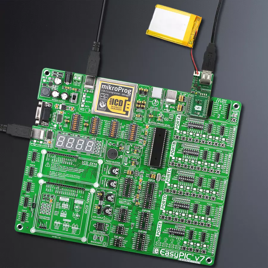 EasyPIC v7 Access MB 1 - upright/background hardware assembly