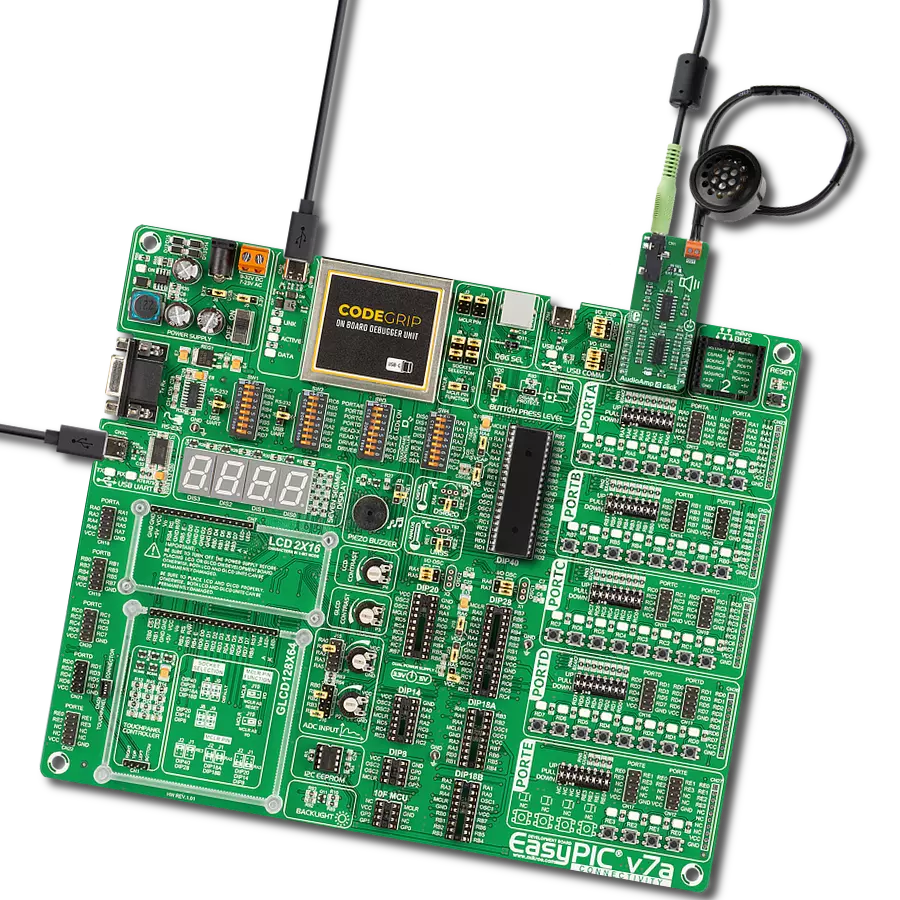AudioAmp 4 Click with EasyPIC v7a