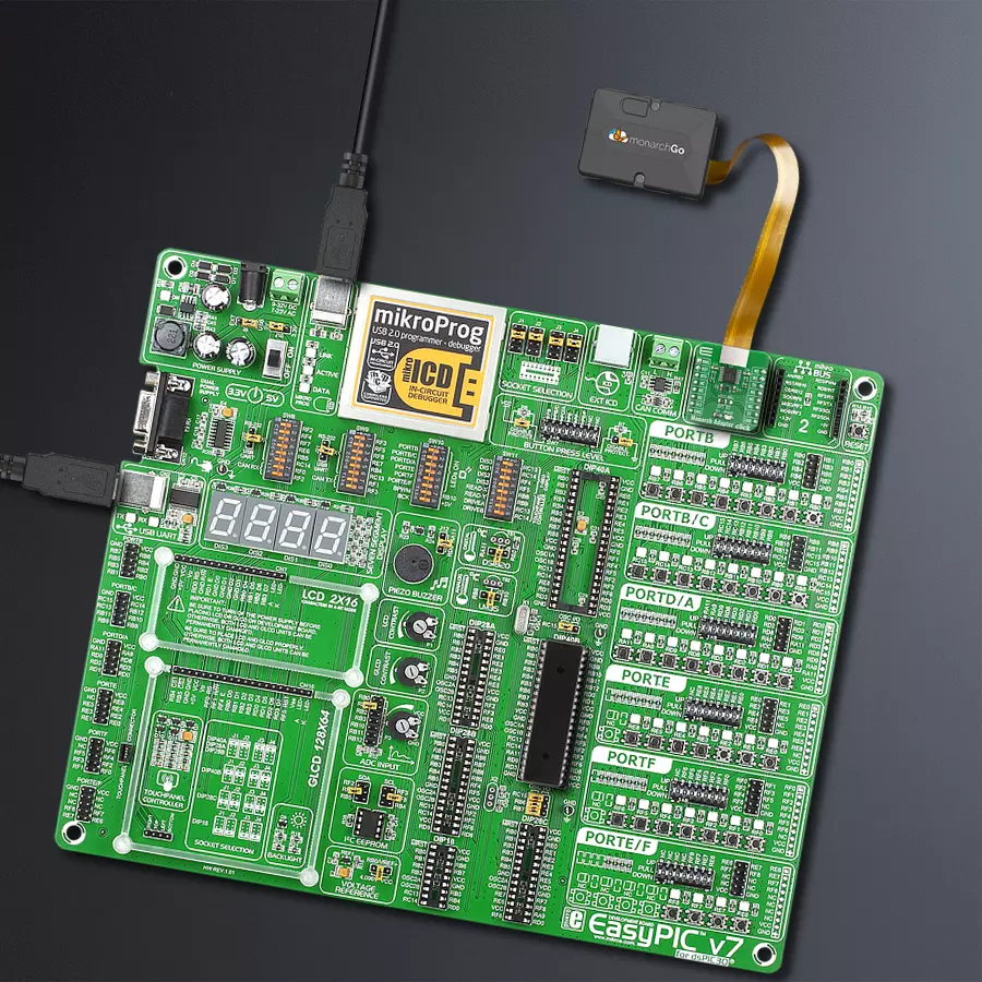 EasyPIC for dsPIC30 v7 Access MB 1 - upright/background hardware assembly