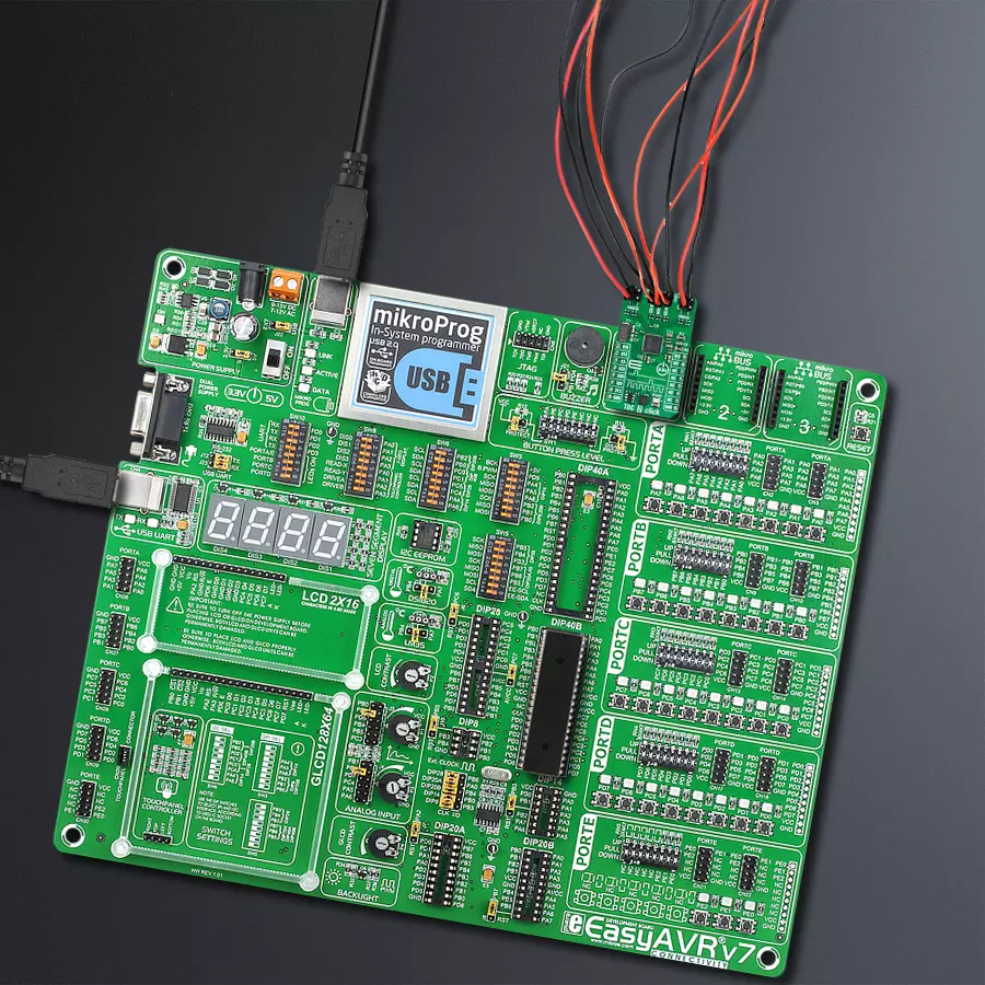 EasyAVR v7 Access DIP MB 1 - upright/background hardware assembly