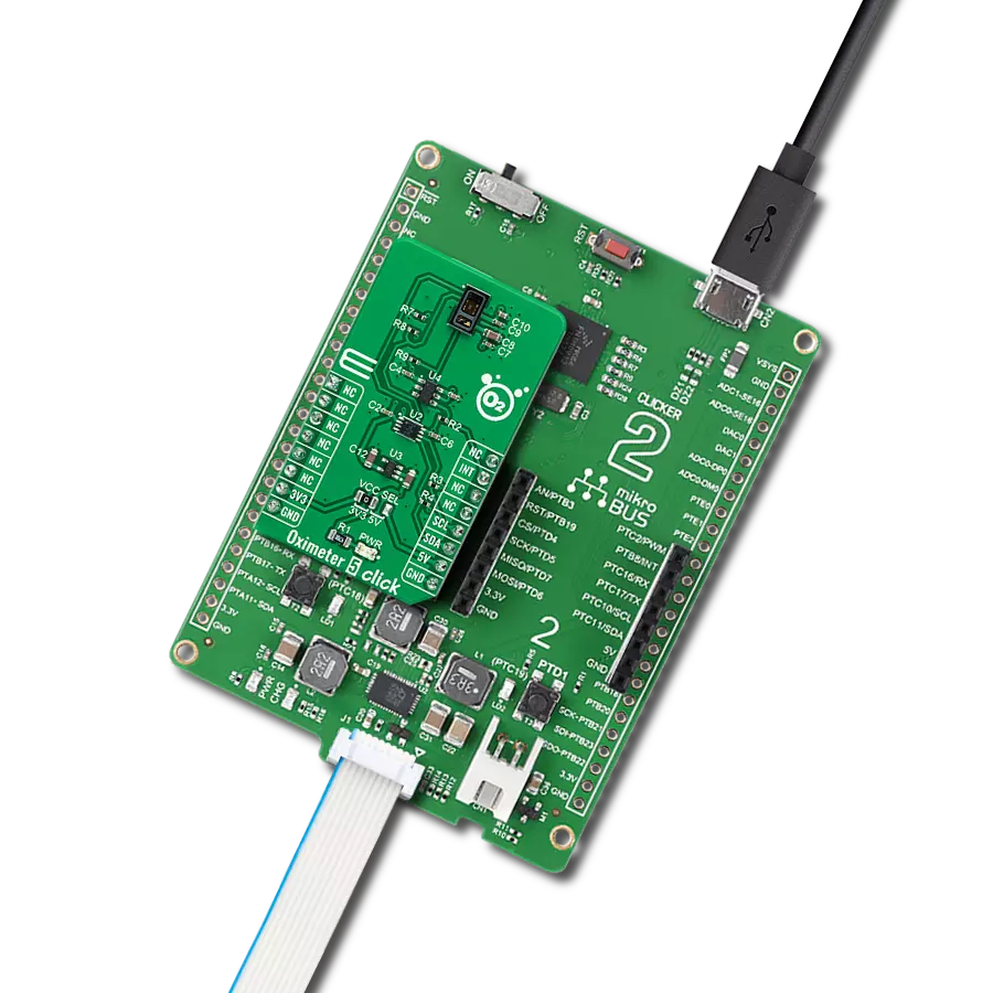 Oximeter 5 Click with Clicker 2 for Kinetis