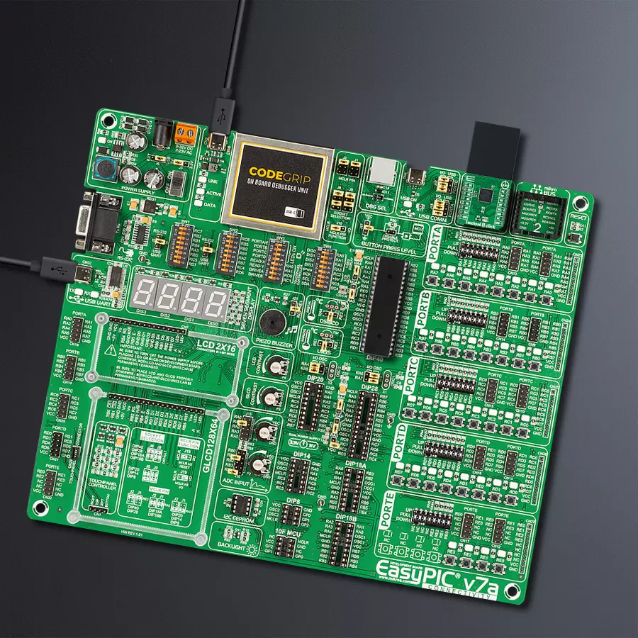 EasyPIC v7a Access MB 1 - upright/background hardware assembly