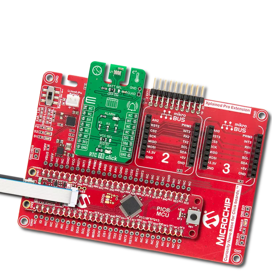 RTC 18 Click with Curiosity Nano with PIC18F57Q43