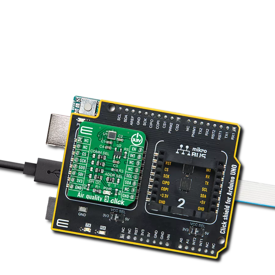 Air quality 9 Click with Arduino UNO Rev3