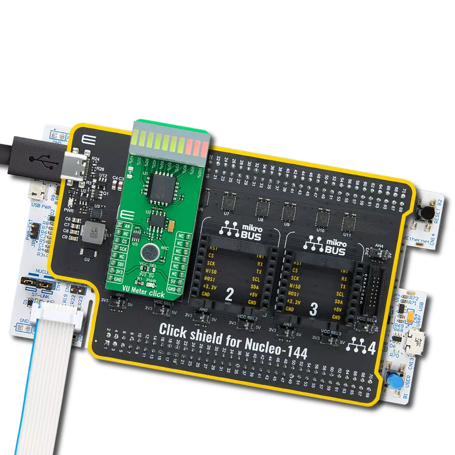 VU Meter Click with Nucleo 144 with STM32F413ZH MCU