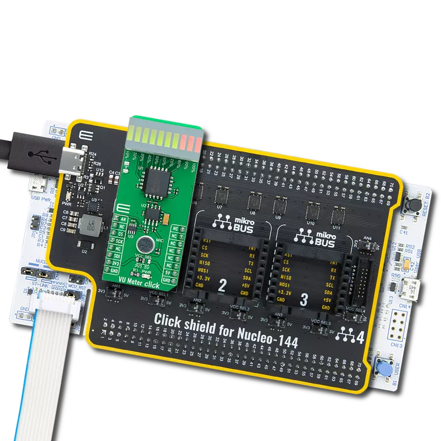 VU Meter Click with Nucleo 144 with STM32L4A6ZG MCU