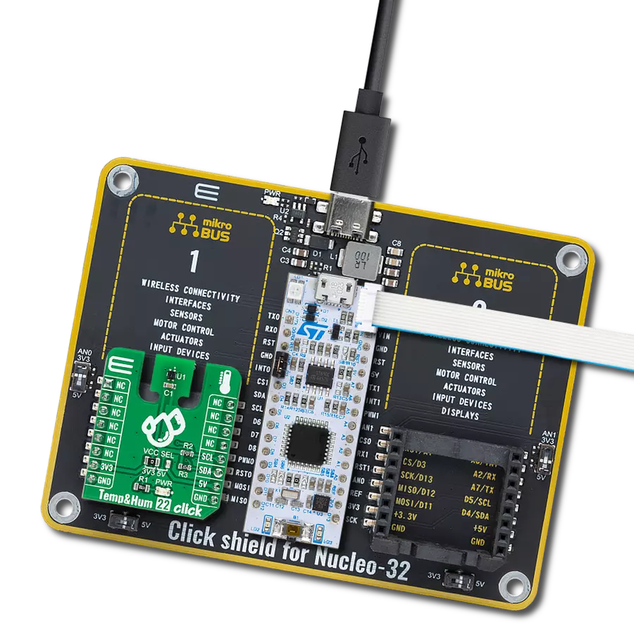 Temp&Hum 22 Click with Nucleo 32 with STM32F031K6 MCU