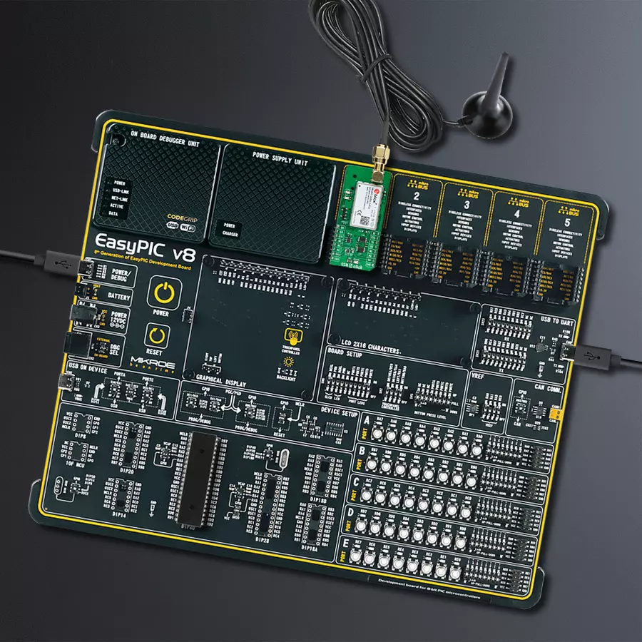 EasyPIC v8 Access DIPMB 1 - upright/background hardware assembly